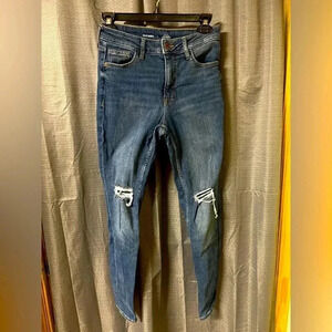Old Navy Rockstar Super Skinny Hi-Rise Blue Jeans Distressed Womens size 4